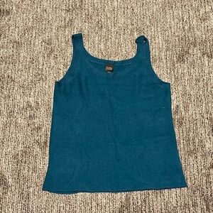 Eileen Fisher blue green teal merino links sweater tank size L